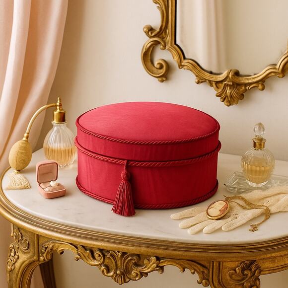 Vtg Borghese Boudoir Hollywood Regency Vanity Storage Box 12”Oval Jewelry Makeup - Picture 1 of 16